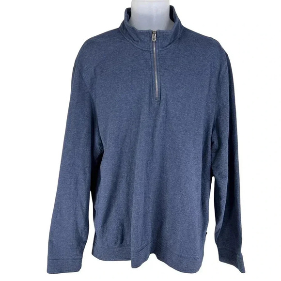 Calvin Klein Jeans Mens XL Blue 1/4 Zip Pullover Sweatshirt Minimalist Dad Wear - Picture 8 of 14